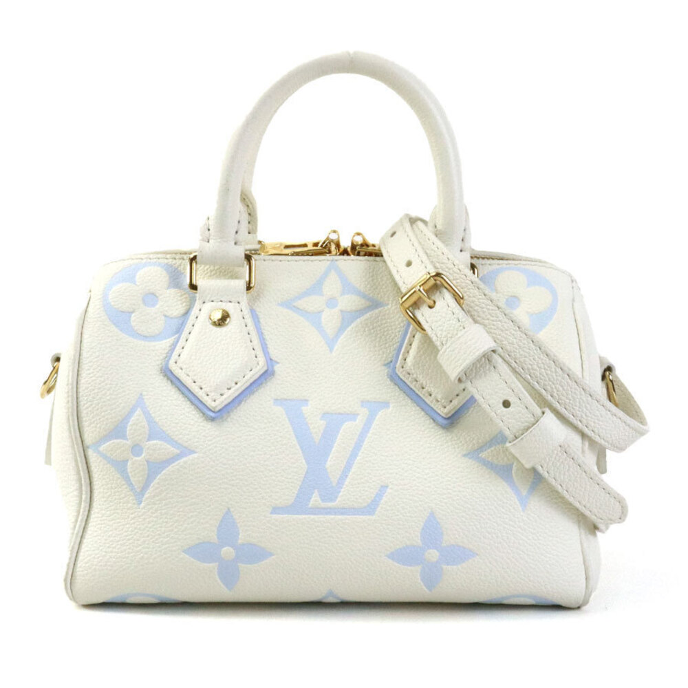 Louis Vuitton Monogram Empreinte Bicolor Speedy Leather Shoulder Bag Blue White
